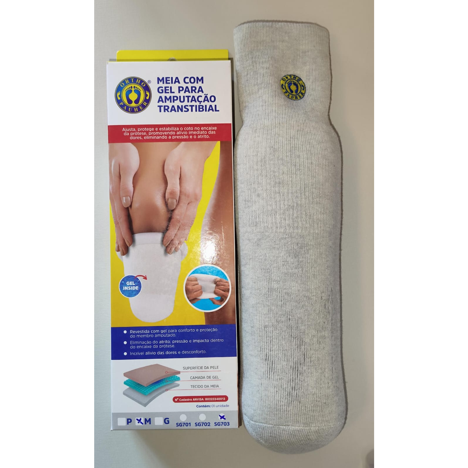 Meia com gel para amputação Transtibial (M)  - SG703
