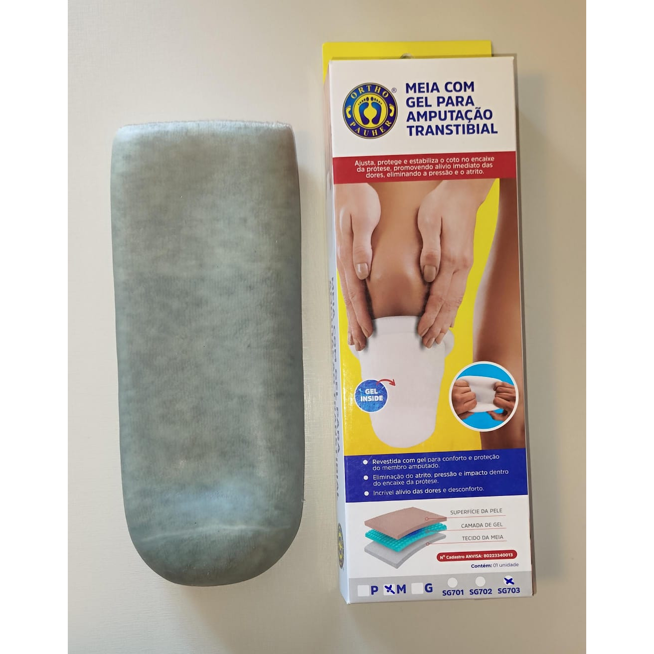Meia com gel para amputação Transtibial (P)  - SG703